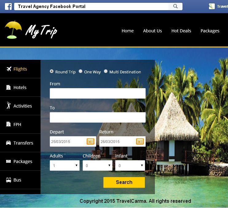 TravelCarma Facebook booking portal